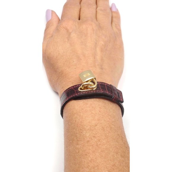 Very Rare! Authentic HERMES 18k Yellow Gold & Crocodile Burgundy Bracelet Box - Picture 12 of 12